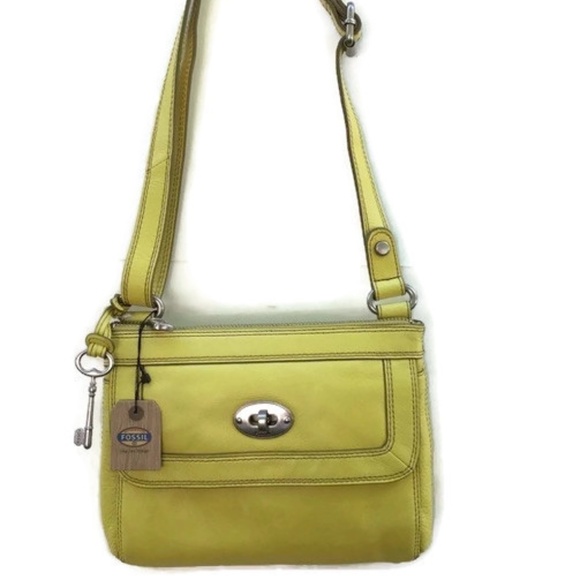 Fossil Bags Fossil Yellow Leather Crossbody Bag Poshmark